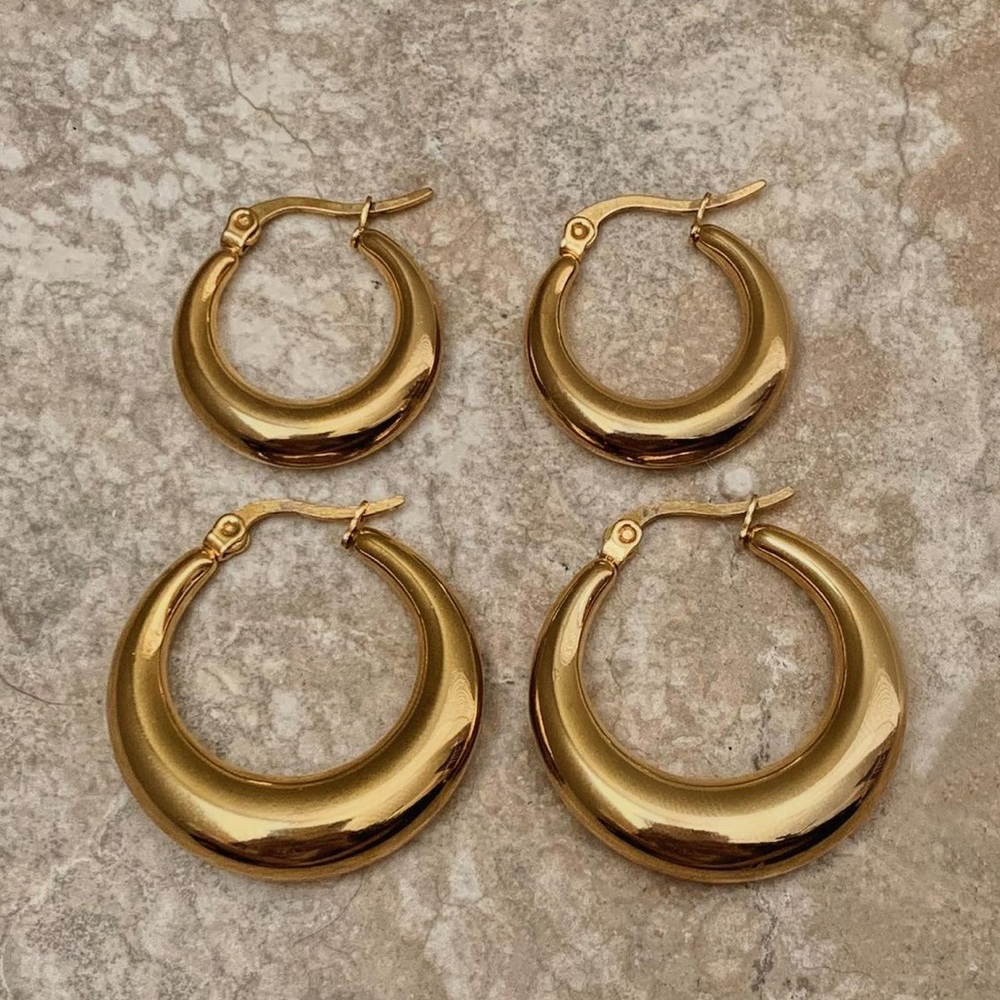 Gold hoop earrings (smaller hoops)
